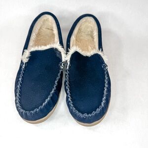 J.Crew Factory Navy Faux Suede Fleece-Lined Slippers Men’s 11
